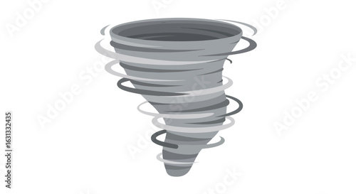 Illustrated twister isolated on white background, storm funnel,  weather concept