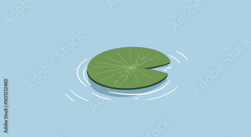 Lily pad floats on a pond with light ripples. For natural background uses