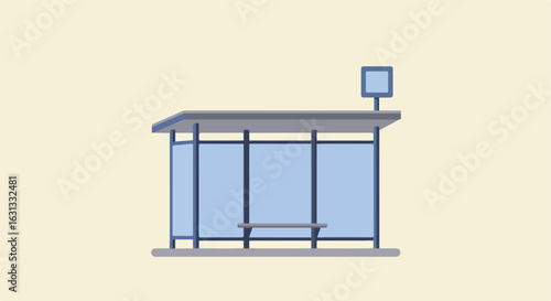 Isolated station waiting area for public transit on neutral background