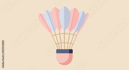 Pastel shuttlecock on flat color backgound for a fitness app, blog post, or game
