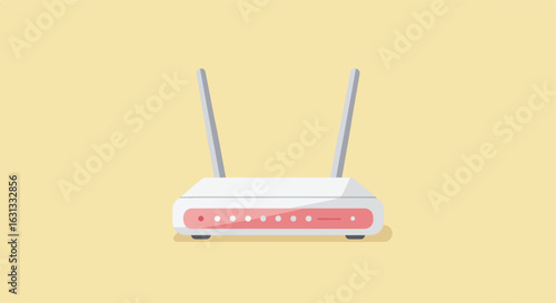Wireless Router Connecting home devices to the Internet, on a beige background