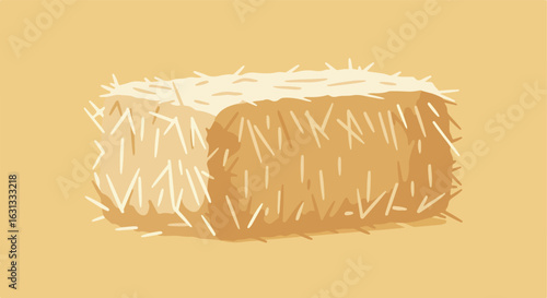 Cartoon hay bale illustration on flat background for agricultural theme