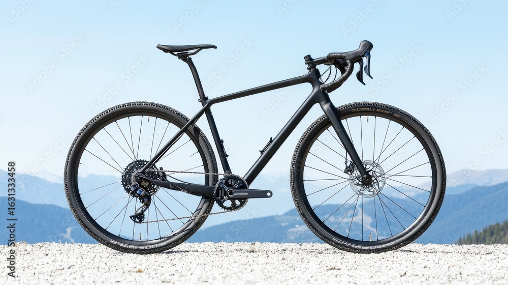Fototapeta premium Detailed Side Profile of a Carbon Road Bike Parked Outdoors