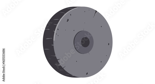 Cartoon stone wheel spinning on nothing. Use for mill, grinding, industry