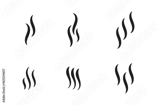 steam icon. Smell icons. Cooking steam or warm aroma smell mark, steaming vapour odour symbols. smoke steam icon.