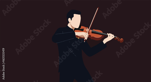Musician playing violin, on dark background, for classical concert posters