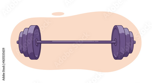 Cartoon barbell lying, simple background, for fitness or training use