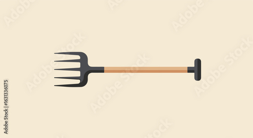 Gardening Pitchfork Still life, flat design with light background, isolated