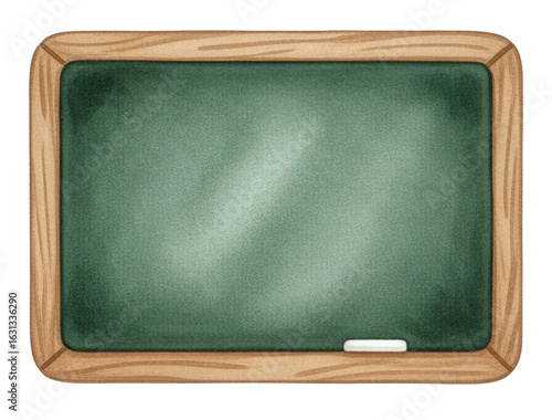 A wooden-framed chalkboard with a smooth, green writing surface, typically used for teaching and displaying information.