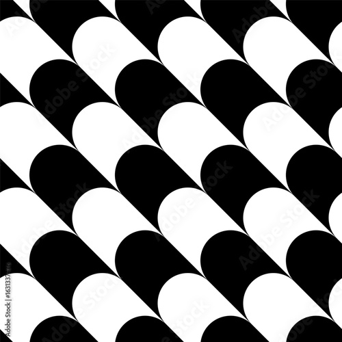 Abstract geometric seamless pattern. Minimalist geometrical ornament, puzzle design. Vector black and white illustration.