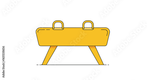 Isolated yellow vaulting horse on white, for training or gym design use