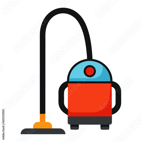 Colorful cartoon vacuum cleaner icon for cleaning and household chores