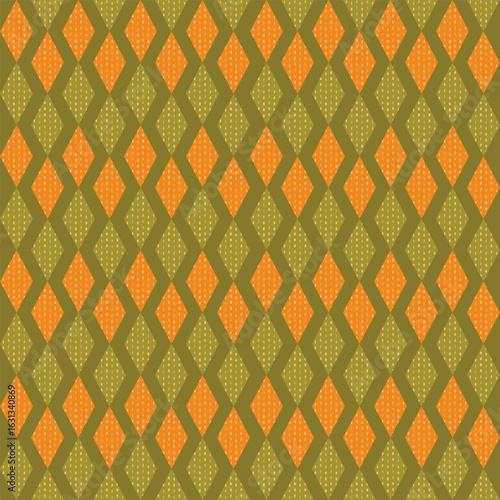 Seamless Diamond Pattern With Polka Dot Accents in Autumn Colors