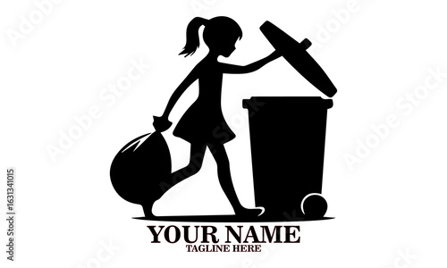 National cleanup day vector illustration template design graphic girl disposing of trash in recycle bin, suitable for logo design