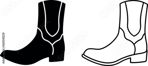 cowboy boot silhouette vector,  cowboy boot line art,  cowboy boot outline 