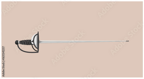 Rapier sword illustration, laying on a neutral background