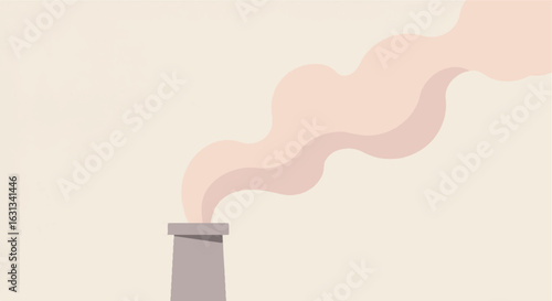 Simple Factory Air Pollution Smoke emissions against clear background. Copy Space