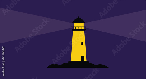 Guiding light Lighthouse beams in the night sky, signaling hope. For travel ads