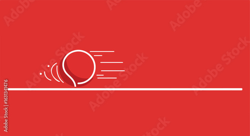 Chat message flies quickly in modern flat-style icon on a red background
