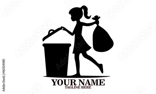 National cleanup day vector illustration template design graphic girl disposing of trash in recycle bin, suitable for logo design