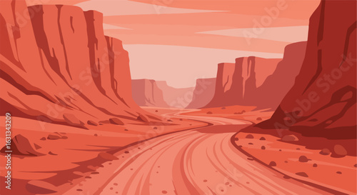 Red Rock Canyon Road Desert highway with sandstone rock formations, landscape background