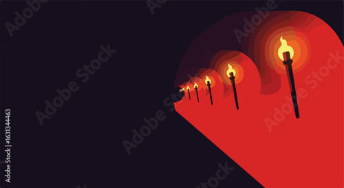 Animated torches illuminate a dark space, useful for inspiration, and power