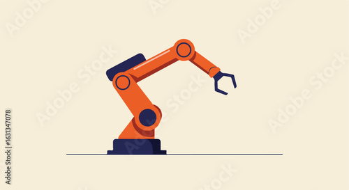 Minimalist illustration of an industrial robot arm operating in a neutral space