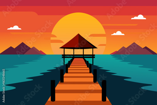 sunset on the sea