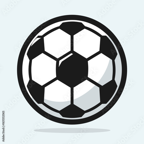 Stylized soccer ball illustration in black and white minimalist design