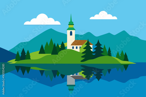 landscape with church