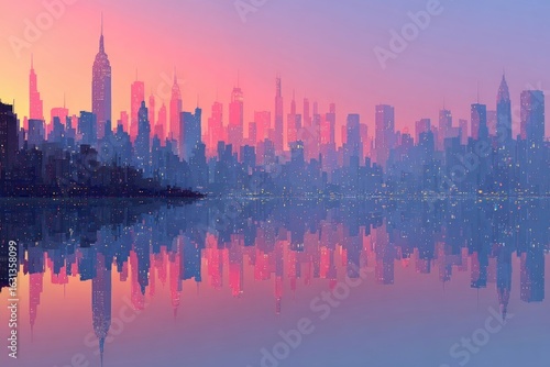 Wallpaper Mural Sunrise over NYC skyline, reflected in water Torontodigital.ca