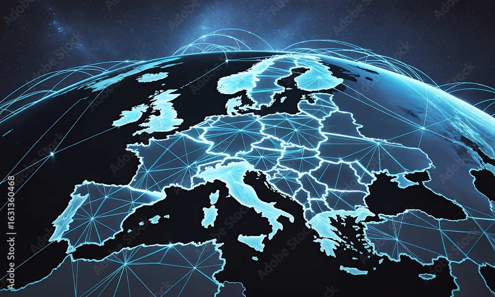 Fototapeta premium Global Network and Data Exchange Concept