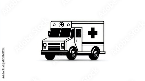 Wallpaper Mural Simple black and white graphic of an ambulance truck Torontodigital.ca