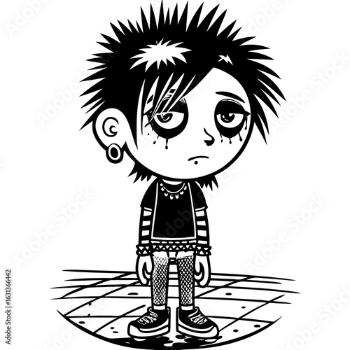 emo boy (linocut style)