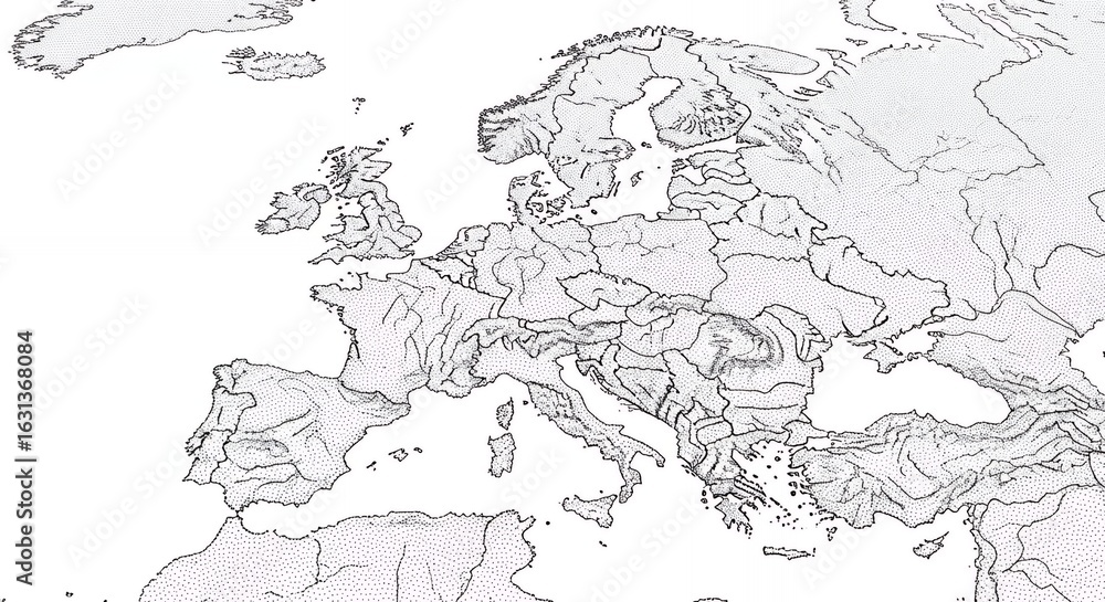 Fototapeta premium Stippled Map of a Continent