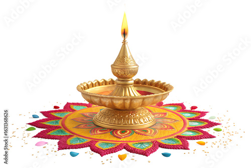 Diya lamp on a white background
