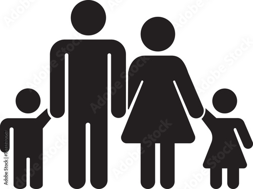 Parents and child family icon solid in flat trendy style. Happy little family for insurance symbol Design on transparent background
