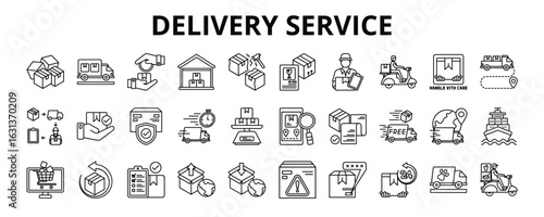 30 Delivery Service Line Icons Vector - delivery, courier, service, shipping, order, fast, business