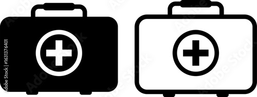 Vector illustration of First Aid Box icon set isolated on transparent background