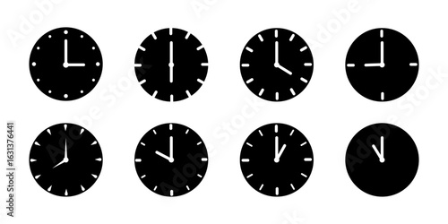 Vector illustration of Clock icon set isolated on transparent background