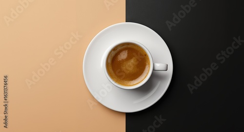 Coffee Cup on TwoTone Background Minimalist Beverage Photography