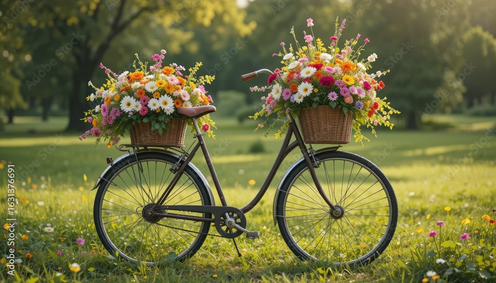 Fototapeta premium Bicycle with flowers