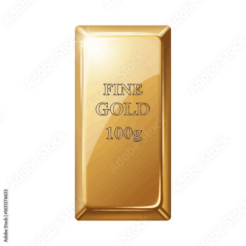 A gleaming 100-gram fine gold bar, symbolizing wealth, investment, and luxury, stands isolated on a pristine white background, perfect for financial and economic themes.