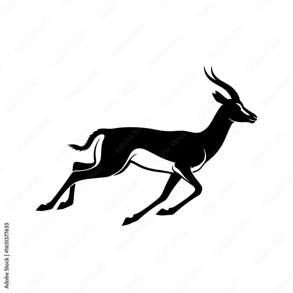 Fototapeta premium Silhouette Gazelle Running Logo, Streamlined Body With Smooth Curves