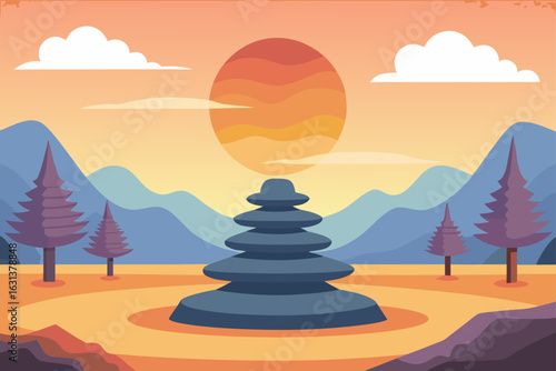 Zen Rock Garden at Sunrise Serenity