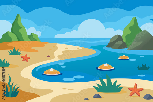 Tide Pools on Quiet Rocky Beach