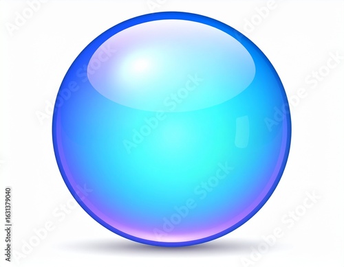 blue light sphere ball 3d rendering isolated on white background cartoon plastic style icon	