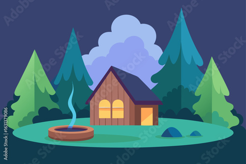 Forest Hut by Bubbling Hot Spring