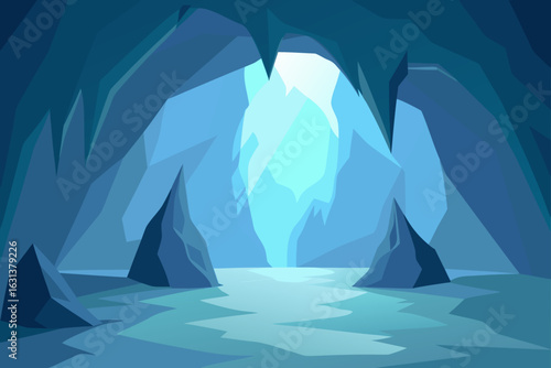 Ice Cave Sparkling with Filtered Light