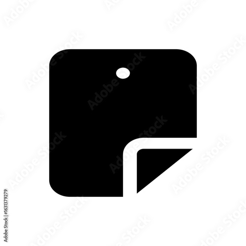 Black document with a folded corner and a hole at the top representing a paper or file icon style